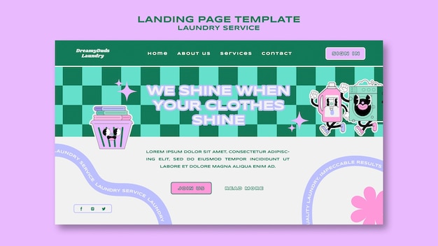 Free PSD laundry service  landing page template