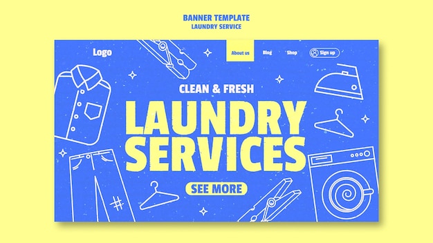 PSD gratuito modello di pagina di destinazione del servizio di lavanderia