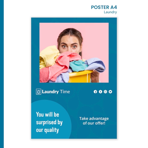 PSD gratuito modello di poster del servizio di lavanderia