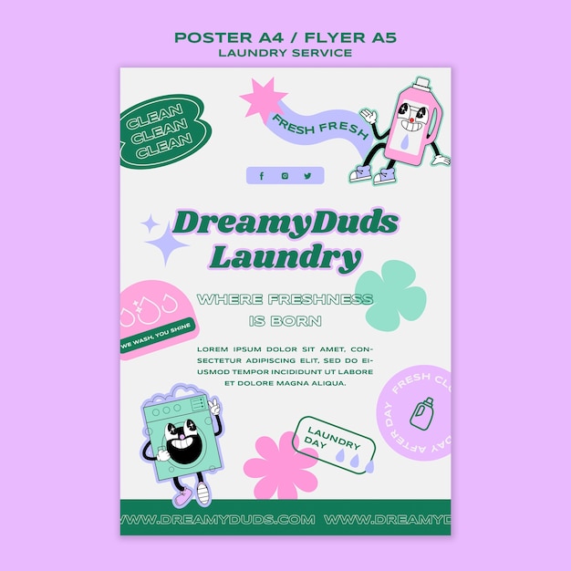 Free PSD laundry service poster template