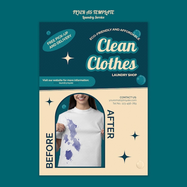 Free PSD laundry service poster template