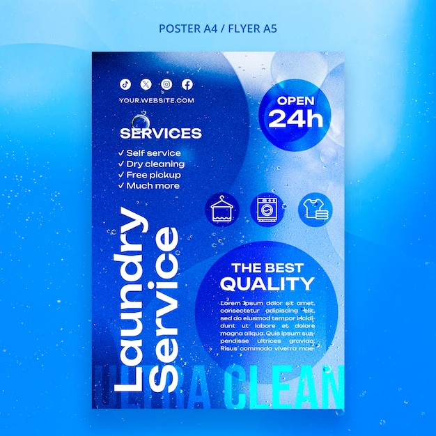 Free PSD laundry service poster template