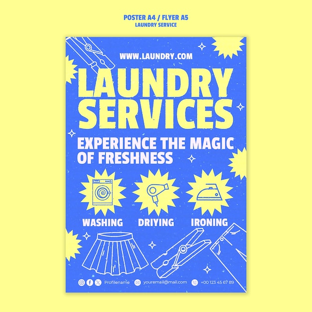 Free PSD laundry service  poster template