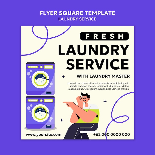 Free PSD laundry service  square flyer template