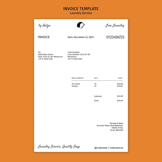 Laundry service template design