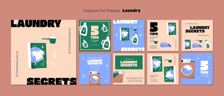 Free PSD laundry service template design