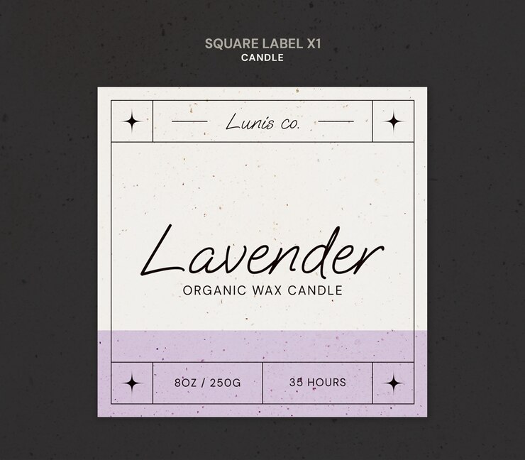 Free PSD lavender organic wax candle label template