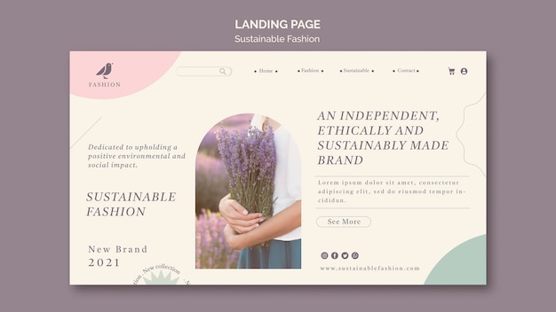 Free PSD lavender sustainable fashion landing page template