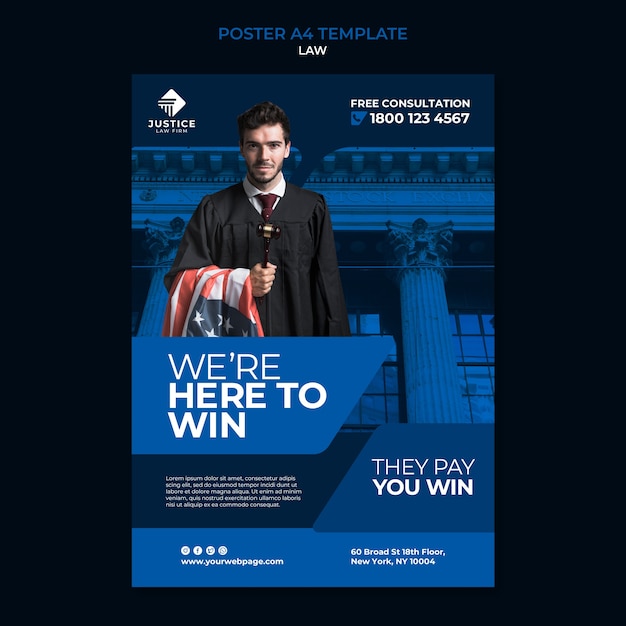 Law poster design template