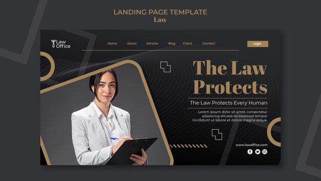 Law template design landing page