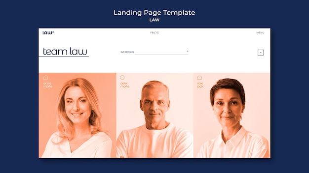 Law template design landing page