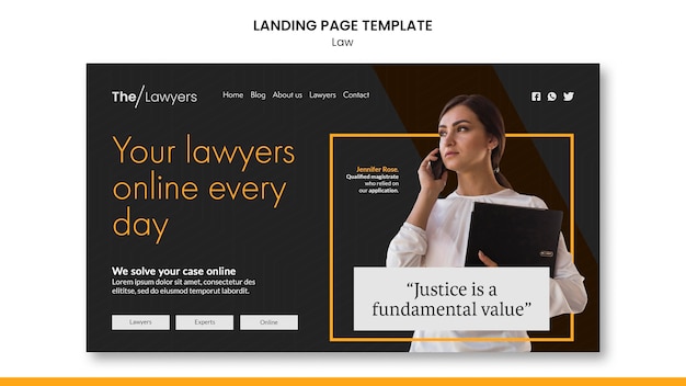 Law template landing page design