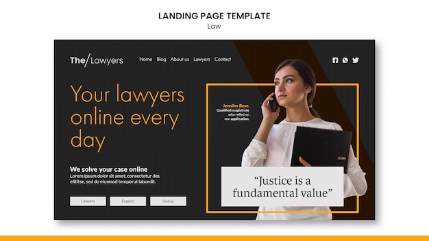 無料PSD 法律テンプレートのランディングページのデザイン
