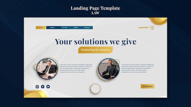 Free PSD law template landing page design