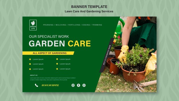 Lawn care concept banner template