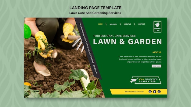 Free PSD lawn care concept landing page template