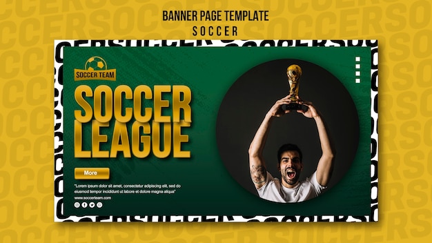 League and school of soccer banner template