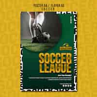 Free PSD league school of soccer poster template