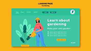 Free PSD learn about gardening landing page template