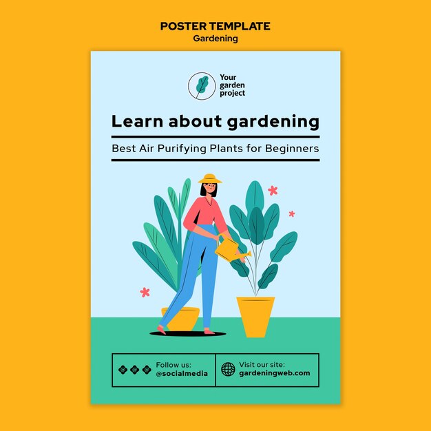 Learn about gardening poster template