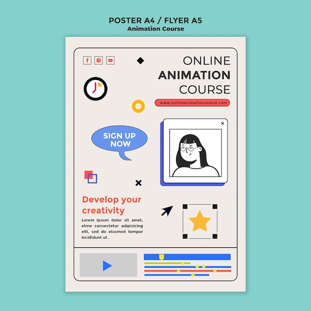 Free PSD learn animation poster template