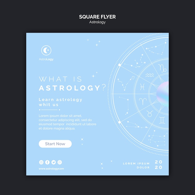 Free PSD learn astrology square flyer template