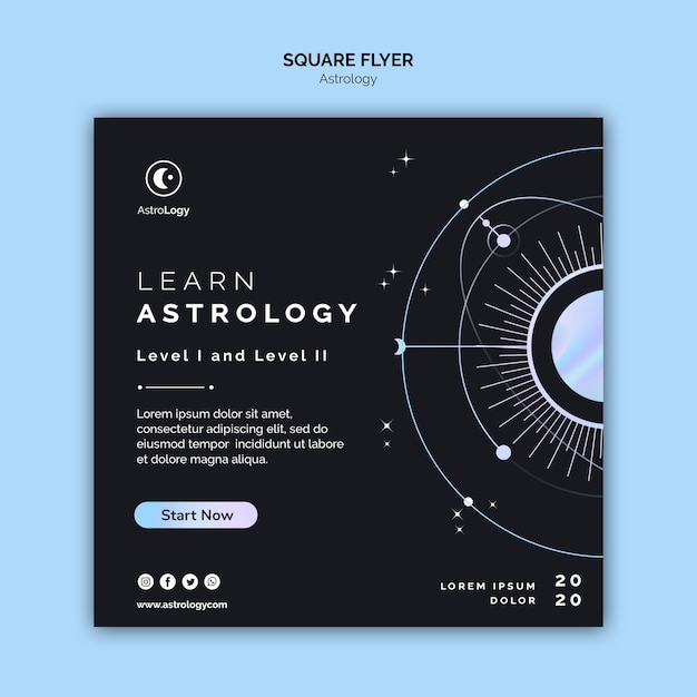 Free PSD learn astrology square flyer