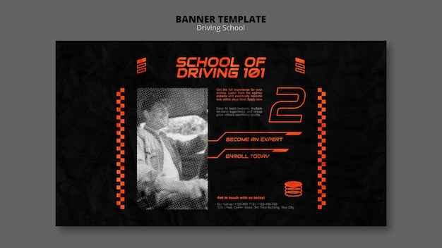 Free PSD learn to drive horizontal banner template