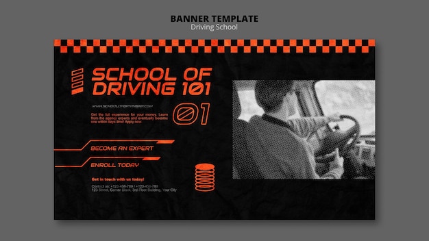 Free PSD learn to drive horizontal banner