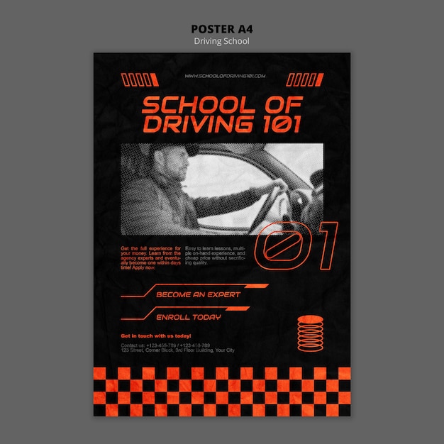 Free PSD learn to drive poster template