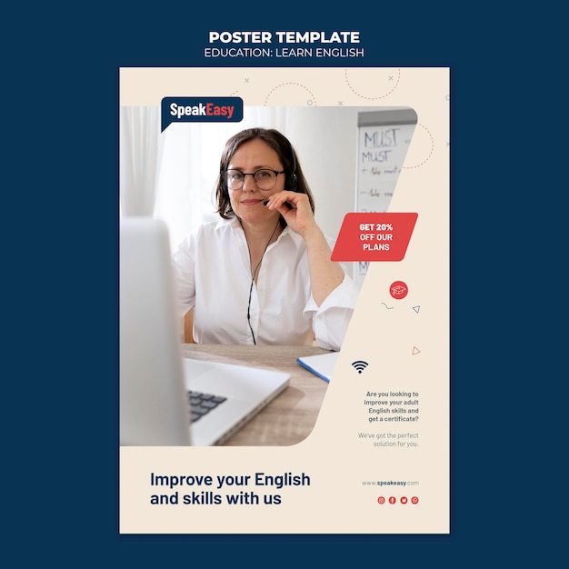 Learn English Poster Template – Free Download