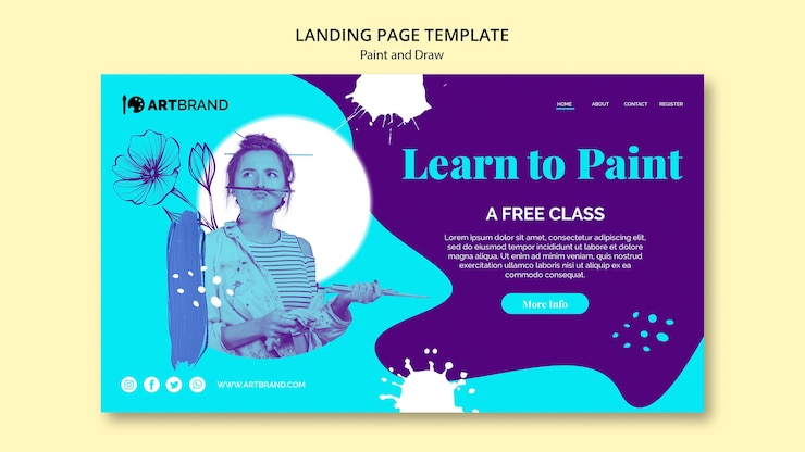 मुफ़्त PSD learn to paint landing page template