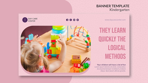 Free PSD learn quickly kindergarten banner template