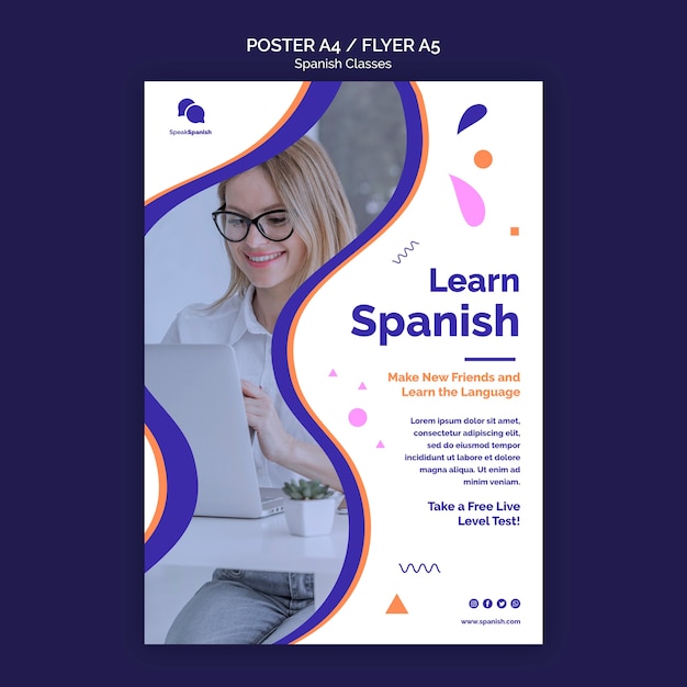 Free PSD learn spanish poster template