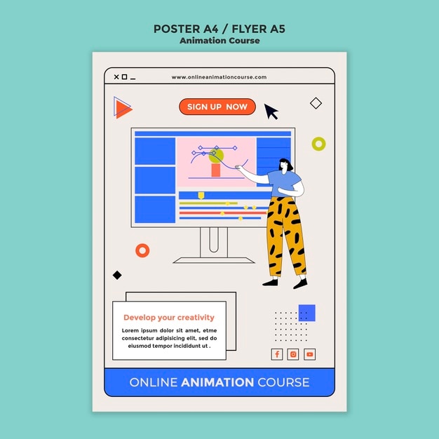 Learning animation poster template