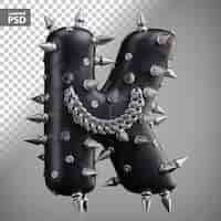 Free PSD leather 3d letter with metal spikes and chain