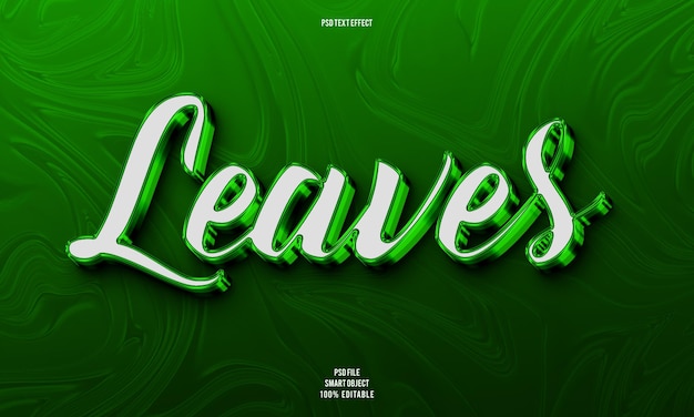 Leaves 3D Editable Text Effect – Free PSD Templates Download