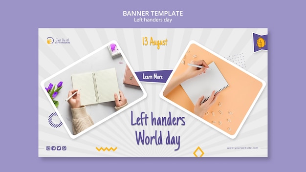 Free PSD left handers day banner design