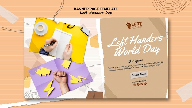 Left handers day banner template concept