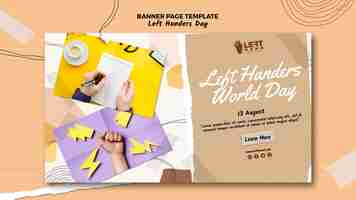 Free PSD left handers day banner template concept