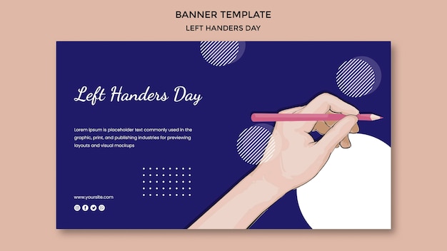 Free PSD left handers day banner template