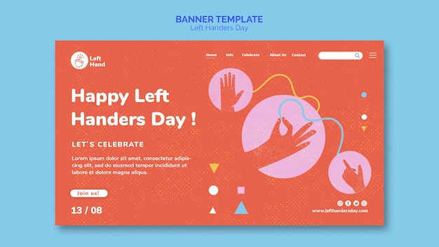 Left handers day banner template