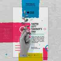 Free PSD left handers day concept poster template