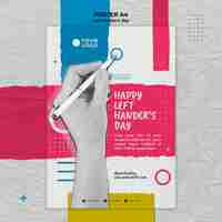 Free PSD left handers day concept poster template