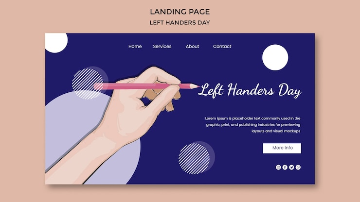 मुफ़्त PSD left handers day landing page template