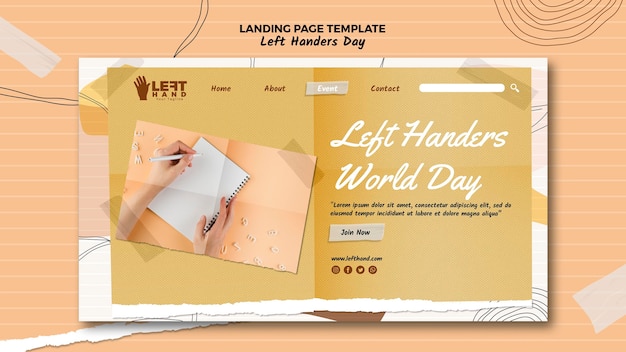 Left handers day landing page