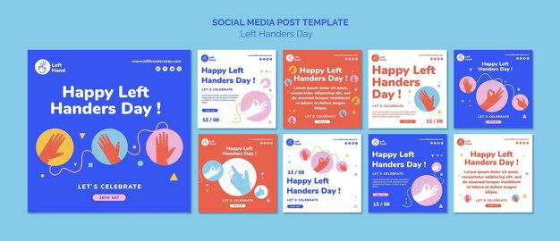 Left handers day social media post template