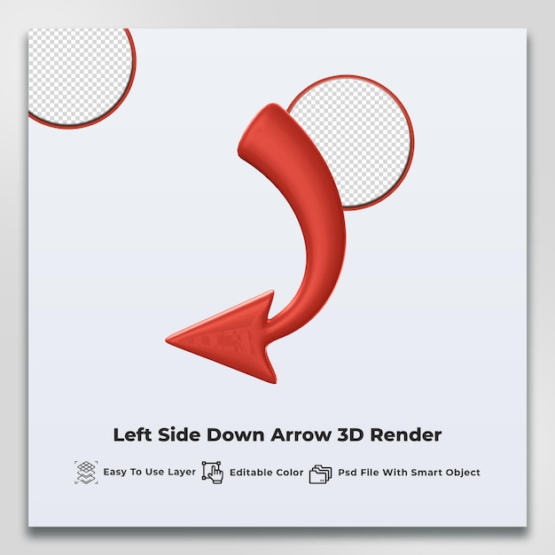 Left side down arrow 3d render