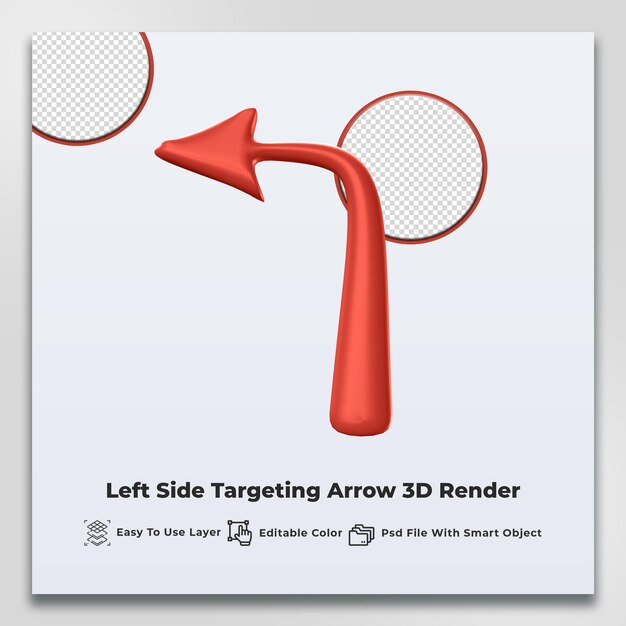 Left side targeting arrow 3d render