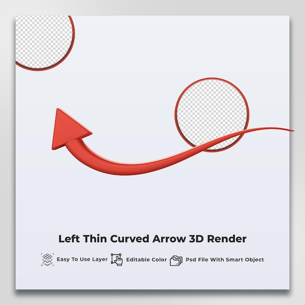 Left thin curved arrow 3d png